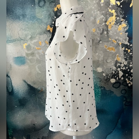 Polka dot blouse with tie at neck - Picture 3 of 7